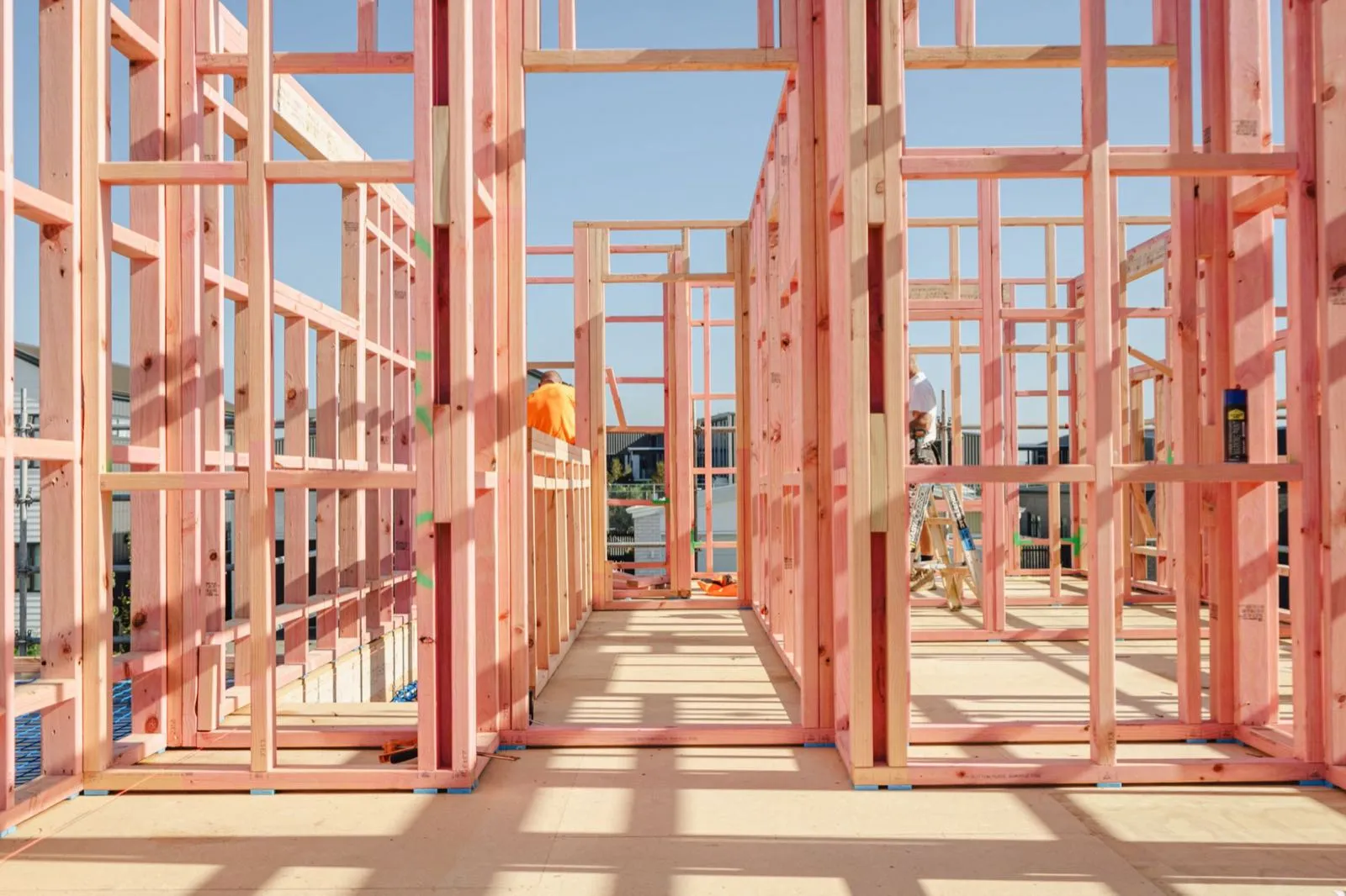 Timber wall framing at a C.R Builds new build on Overton Street